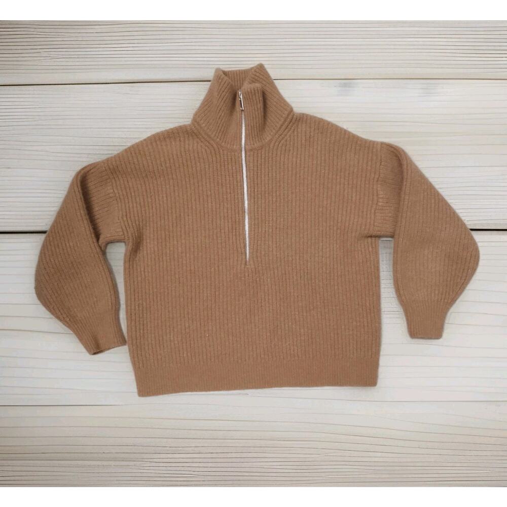 Everlane Felted Extra Fine Ribbed Merino Half-Zip Sweater Womens Very Soft M - Picture 4 of 7